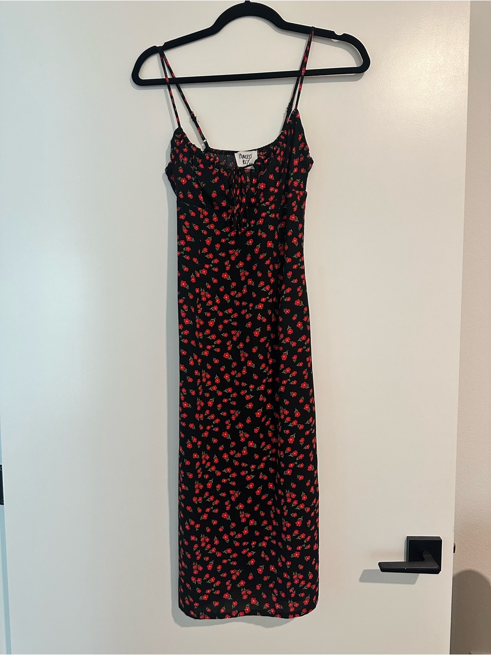 PrincessPolly Floral Black Midi Dress